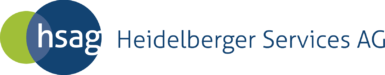 hsag200 Logo der Hsag Heidelberger Services AG mit überlappenden grünen und blauen Kreisen auf der linken Seite.